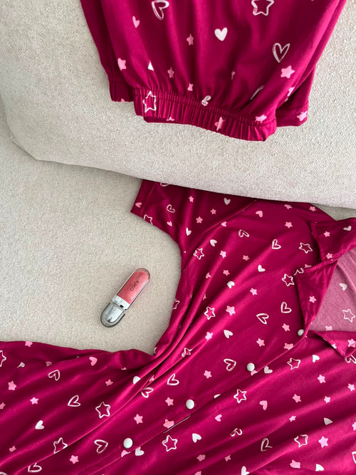 Pyjama Femme Rouge – Ensemble 2 Pièces Importé de Turquie